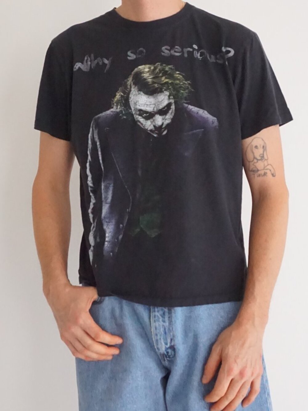 Take Cover Black Grey Why So Serious Movie Villain Portrait Film Collector Tee L